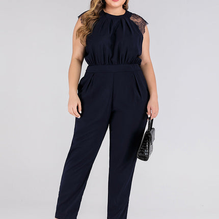 Plus size women's lace jumpsuit trousers