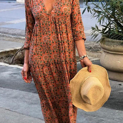 V-neck Plus Size Loose Women's Dress