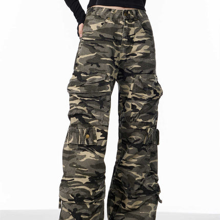 Camouflage Cargo Pants Women's Loose Wide Leg Jeans