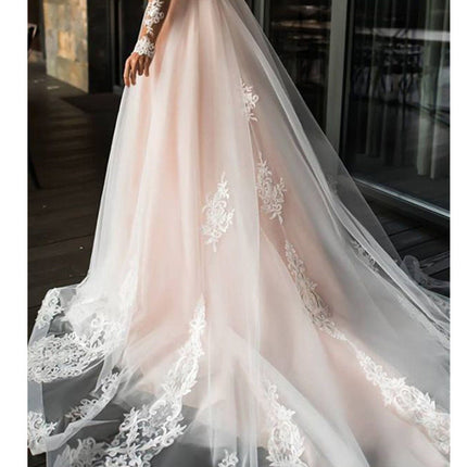 Long Sleeve Lace Slim Small Trailing Wedding Dress