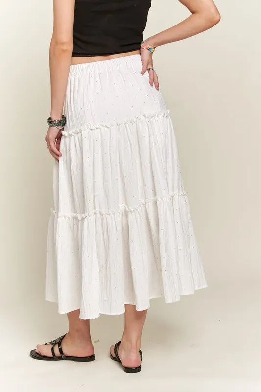 ADORA Rhinestone Accent Tiered Skirt