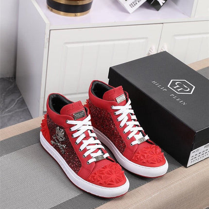Genuine Leather Breathable High Top Skeleton Shoes For Men