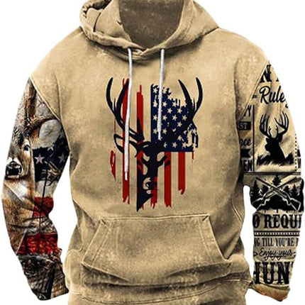Native buffalo Printed winter Hoodie Men's fashion