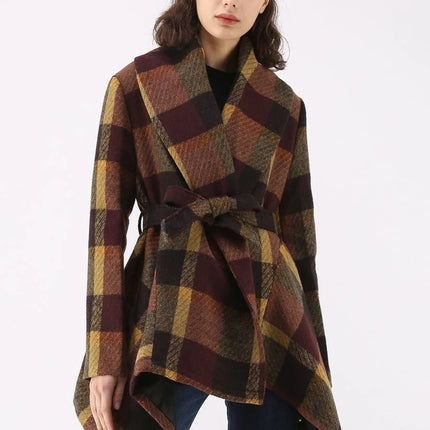 New Multi colored plaid Woolen coat autumn