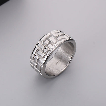 Round Stainless Steel Men's Back-shaped Glossy Ring
