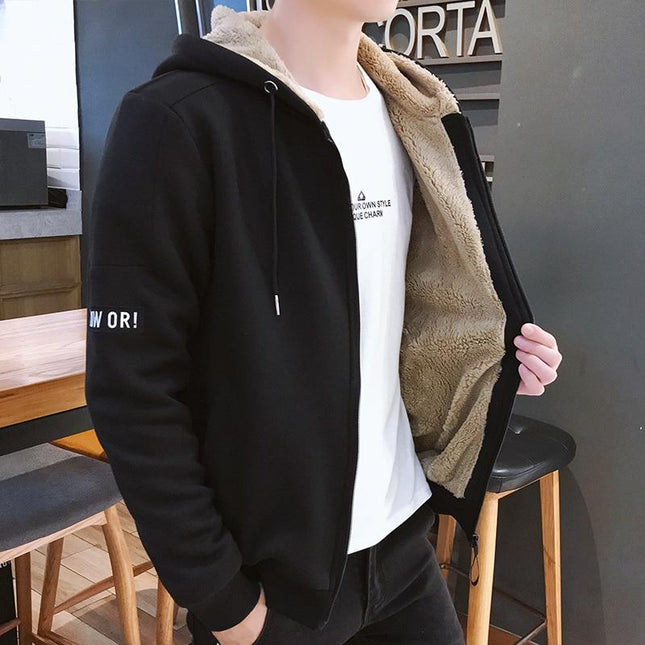 Hooded cardigan top plus size warm jacket