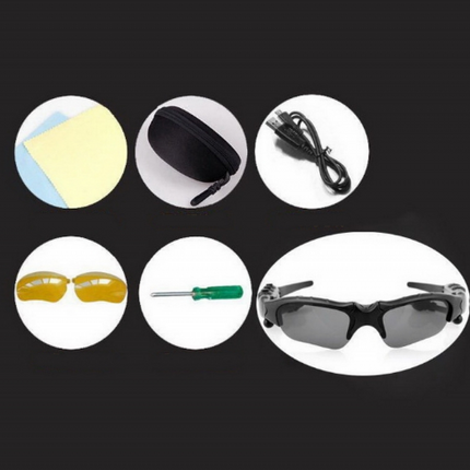 Midnight Black Titan Audio Specs | IPX4 Waterproof Smart Bluetooth 5.0 Sports Sunglasses with Wireless Mic & Open-Ear Audio