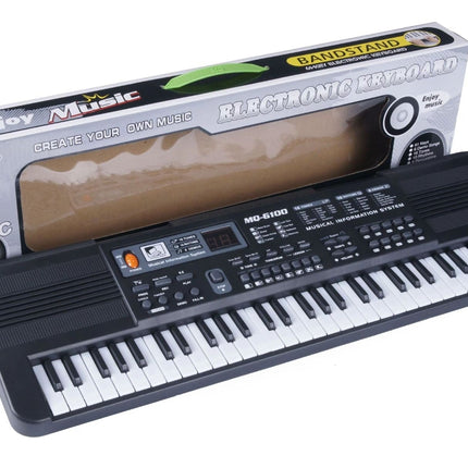 Children's 61 Key Electronic Keyboard USB Power Cord With Microphone Black