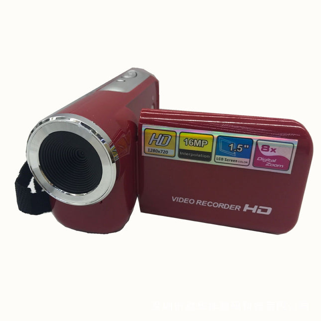 Red Mini Digital Camcorder HD Video Recorder | 16MP 720p 1.5" LCD 8x Zoom Compact DV Camera
