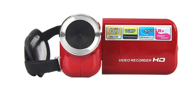 Red Mini Digital Camcorder HD Video Recorder | 16MP 720p 1.5" LCD 8x Zoom Compact DV Camera