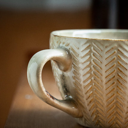 Retro Relief Breakfast Cup With Subtle Flaws