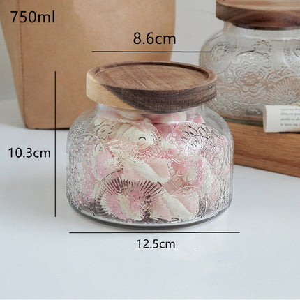 Vintage Relief Begonia Flower Glass Storage Tank