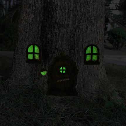 Glow Sculpture For Doors And Windows In The Courtyard Garden Trees Noctilucent Door Sculpture Garden Figurines Miniatures Decor