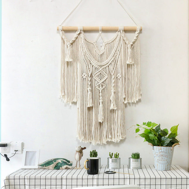 Room Decor Hand Woven Tapestry Wall Curtains With Bohemian Leaves