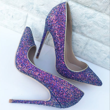Symphony purple sequin high heels