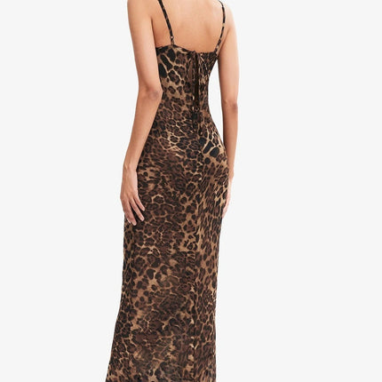 Slip Back Leopard Print Dress With Straps