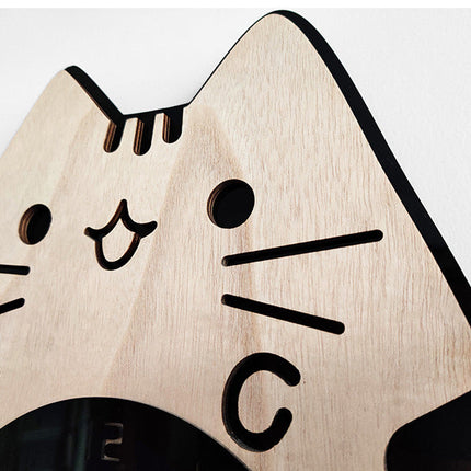 Wood Cartoon Clock Home Decor Living Room Cat Wag Tail