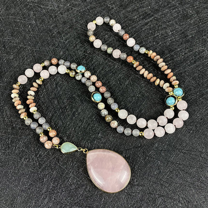Natural Stone Powder Arrow String Necklace