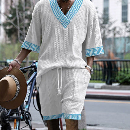 Casual Printing Suit Men's Summer Loose Short Sleeve T-shirt Shorts Set