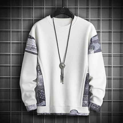 Men's Plus Size Waffle Contrast Color Stitching Sweatshirt