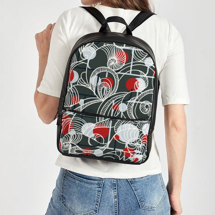 CREATIVE RED AND BLACK SWIRLS CREATED BY FLIPSTYLEZ Classic Faux Leather Backpack