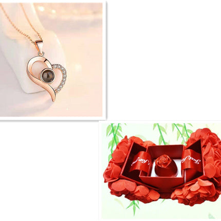 Hot Valentine's Day Gifts Metal Rose Jewelry Gift Box Necklace For Wedding Girlfriend Necklace Gifts