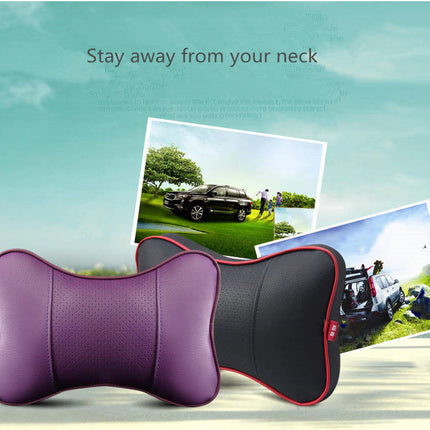 New Brand 2 Pieces 3D Artificial Leather Car Neck Pillows