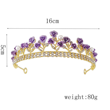 Purple Rose Crystal Jewelry Crown