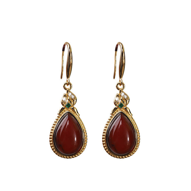 S925 Silver Gold Plated Jewelry Water Drop Blood Pearl Drop