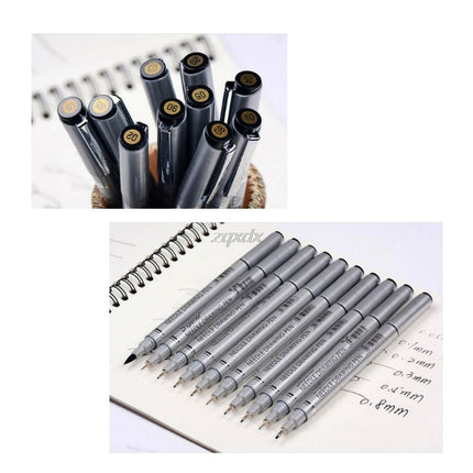 10 Tip Sizes Micron Neelde Drawing Pen Waterproof Pigment Fi