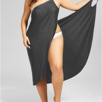 Plus size suspenders beach skirt