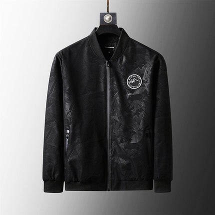 BLACK  Plus Size Loose Clothes Men's Stand-up Collar Jacket