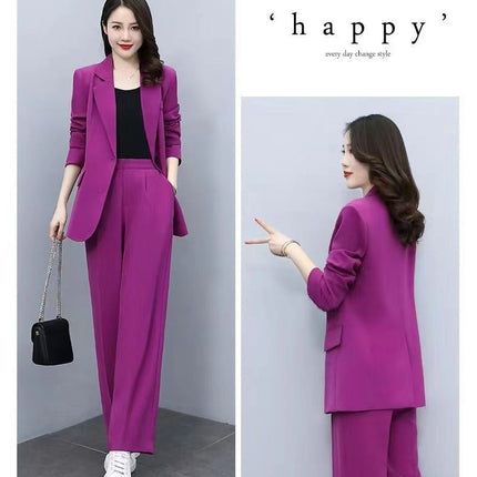 Business Suit Wide Leg Pants Two-piece Suit For Women