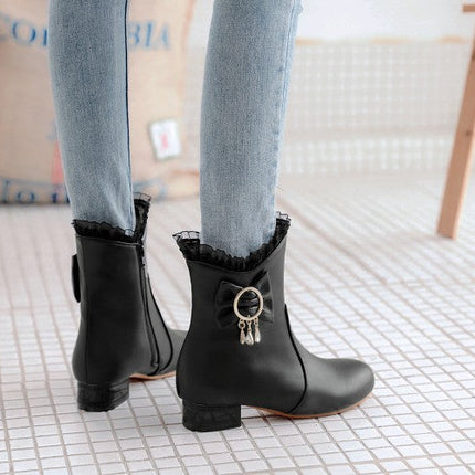 All-match Square Heel Low Heel Women's Boots