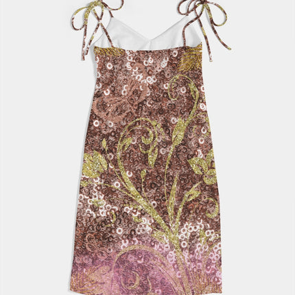 BEAUTIFUL PURPLE GITTER DESIGN CREATED BY FLIPSTYLEZ Women's All-Over Print Tie Strap Split Dress