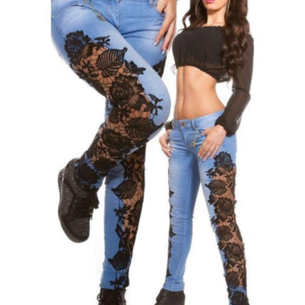 Sexy lace perspective stitching jeans