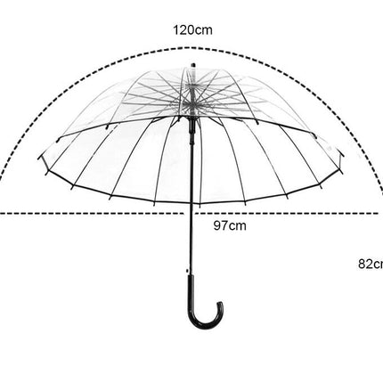 Big Long Handle 16 Rib Transparent Umbrella