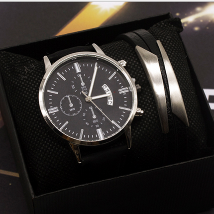Men's Watch Set Quartz Fashion Cross-border Men's Watch Foreign Trade Calendar New Business Wrist Watch Men