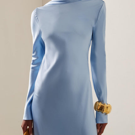Satin Open-back Long-sleeved Maxi Dress