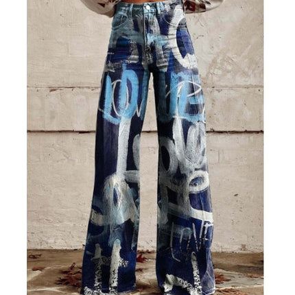 Plus Size Women's Casual Thin Wide Leg Imitation Jeans