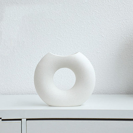 Nordic Style Simple Ceramic Vase Semicircle Creative Flower Device