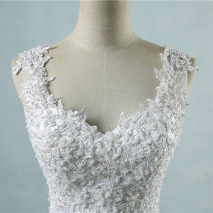 High Waist Wedding Dress With Deep V-neck