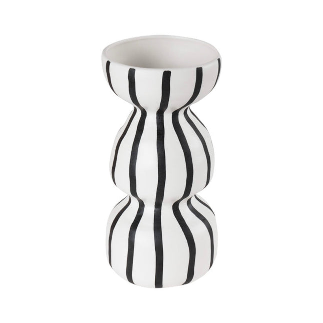 Original Hand-painted Vase Ceramic Black And White Handmade