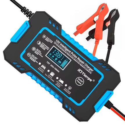 12V Intelligent Pulse Repair Smart Battery Charger with LCD Display