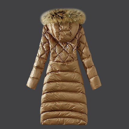 Raccoon Large Fur Collar Plus Size Slim Down Coat And Long Women