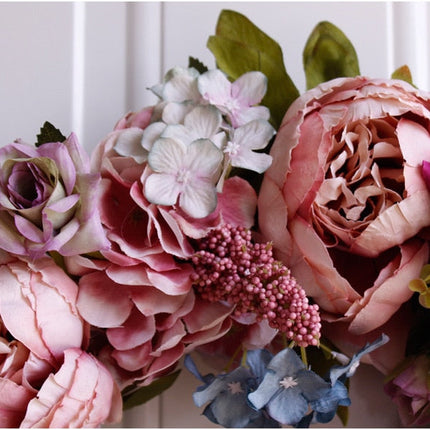 Natural Rattan Ring Peony Wreath Wedding Photography