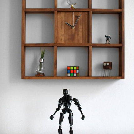 Creative Square Wooden Wall Clock Storage Box Clock