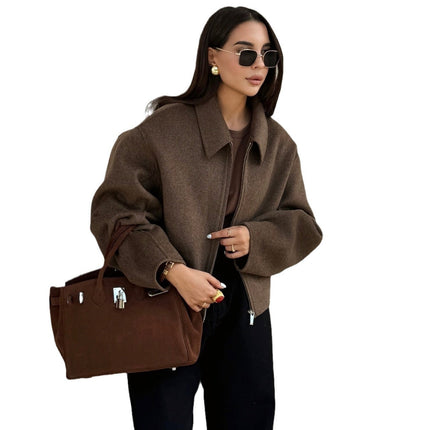 Fall And Winter Lapels Woolen Coat