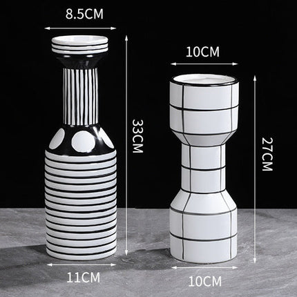 Simple Nordic Minimalism Black And White Striped Ceramic Vase