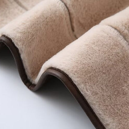 Fashion Cashmere Leather Fur Collar Composite Belt Coat